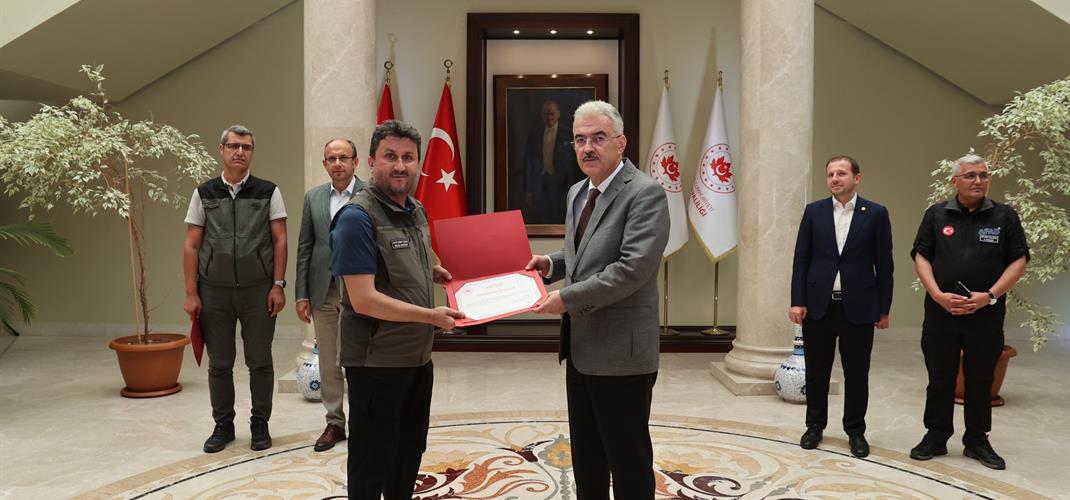 Bursa Valisi Sayın Erol Ayyıldız'dan Bölge Müdürlüğü'müze teşekkür belgesi 